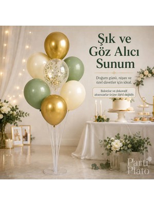 Era Balon 7’li Balon Standı Seti 70 Cm, Masaüstü Balon Tutucu Çubuk Aparatı, Doğum Günü Nişan Düğün Parti Süsleme