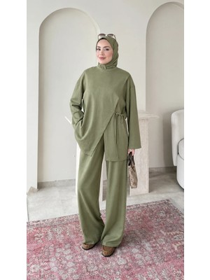 Miraydin Butik Kadın Yandan Bağlamalı Pantolon Takım M2714 - Yeşil
