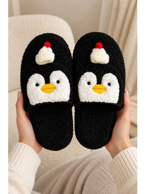 Slipcat Kadın Peluş, Penguen Figürlü, Yumuşak, Kışlık Ev Terliği