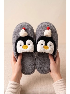 Slipcat Kadın Peluş, Penguen Figürlü, Yumuşak, Kışlık Ev Terliği