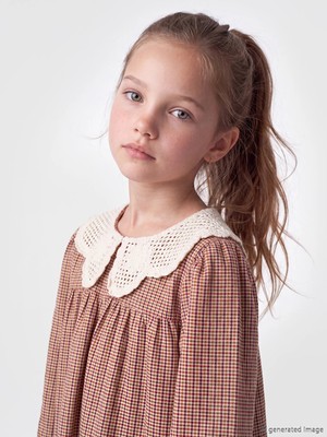 Lc Waikiki Yeni Sezon Turuncu Bebe Yaka Ekose Kız Çocuk Gabardin Elbise