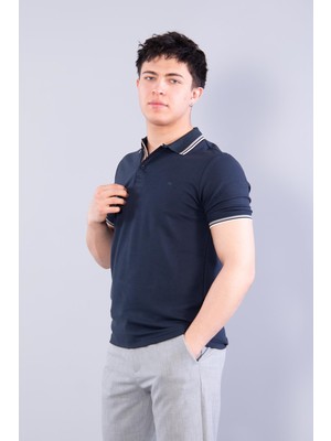 Mckanzie 4623 Yakalı Çizgili Modal Kumaş T-shirt