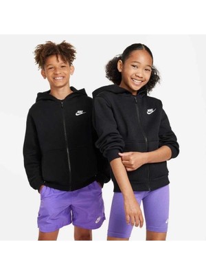 Nike K Nsw Club Flc Hd Fz Ls Lbr Siyah Erkek Çocuk Sweatshirt FD3004-010