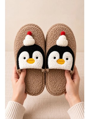 Slipcat Kadın Peluş, Penguen Figürlü, Yumuşak, Kışlık Ev Terliği