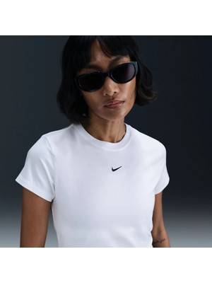 Nike W Nsw Nk Chll Knt Crp Beyaz Kadın T-Shirt HF9538-101