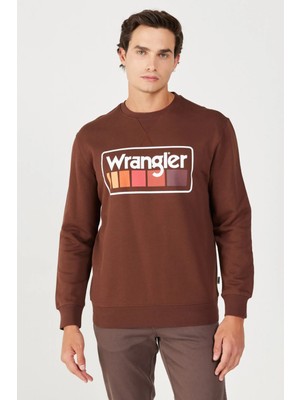 Wrangler Bisiklet Yaka Sweatshirt Kahverengi Erkek Sweatshirt W646H1H44