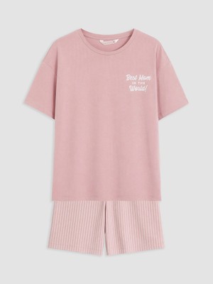 Lc Waikiki Yeni Sezon Pembe Baskılı Kadın Şortlu Pijama Takımı