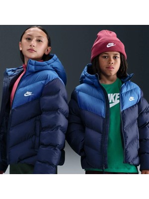 Nike K Nsw Tf Adp Puffer Colorblock Lacivert Kız Çocuk Mont IB6164-410