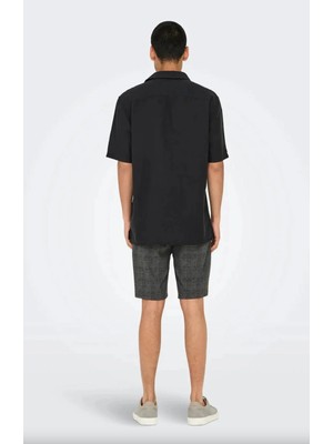 Only & Sons Only&sons Onscaıden Lıfe Rgss 1pkt Lınenblend Noos Siyah Erkek Gömlek 22031805
