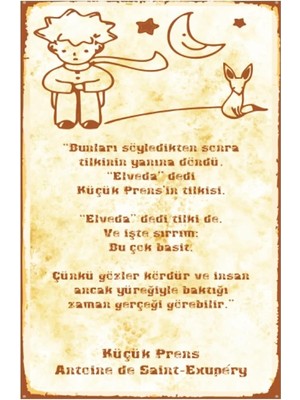 Store Kuşe Kağıt Duvar Posteri Küçük Prens Retro Vintage DRTR0044