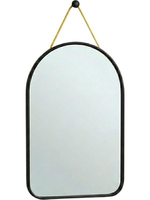 Store Deinhaus Dekoratif Duvar Aynası, Siyah Ince Çerçeveli Kemer Tasarım, 23X40 Cm, Askı Ipli, Antre, Banyo ve Makyaj Için Modern Ayna