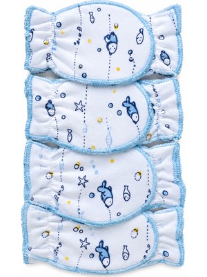 Sönmez Bebe Bebe Eldiven Balık Desenli Pamuklu Penye 6'lı Çift Set Paket Unisex Bebe Eldiven
