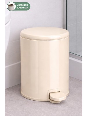 Store Cigo 3 Lt Banyo Mutfak Ofis Çelik Çöp Kovası - Bej