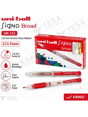 Uni-Ball Imza Kalemi Jel UM-153 Kırmızı 12'li