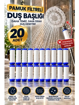 Ceko Armatür 20'li Pamuk Filtreli Duş Başlığı Yedek Filtresi 10 cm – Duş Filtresi – Su Filtresi Beyaz