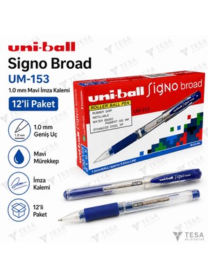 Uni-Ball Imza Kalemi Jel UM-153 Mavi 12'li