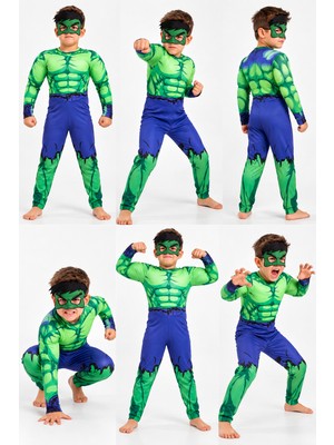 Urban Trend Store Çocuk Hulk Kaslı Kostümü – Maske Hediyeli Kostüm Seti