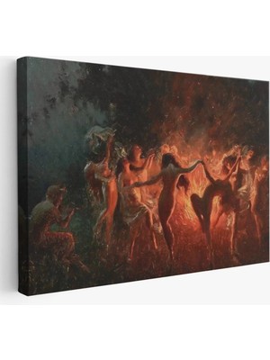 Cepahir Şabat Ayinin De Ateş Etrafında Dans Eden Kadınlar Tablosu - Fire DANCE-6589