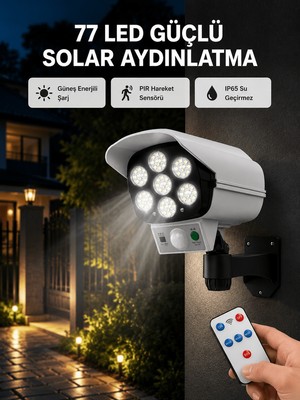 Ozka Concept 77 Led'li Güneş Enerjili Güvenlik Lambası Kukla Kamera – Hareket Sensörlü, 2400MAH Pilli