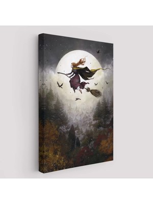 Cepahir Süpürge Ile Uçan Cadı, Cadılar Bayramı Hediyesi, Hallowen Tablo -6398