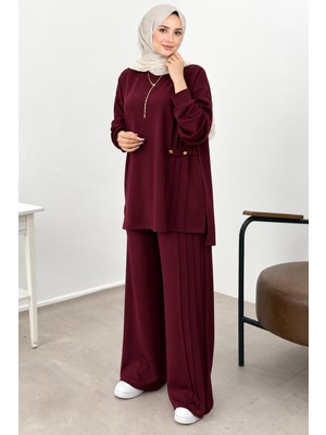 Belirtilmemiş 10887 Sıfır Yaka Önü Dikiş Çizgi Geçişli Beli Büzgülü Spor Ikili Takım #26#