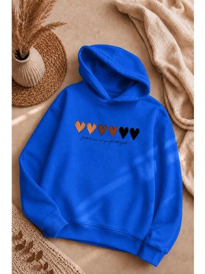 Vodexa Ünisex Çocuk Kapüşonlu Sweatshirt Baskılı 3 Iplik Şardonlu Sweatshirt