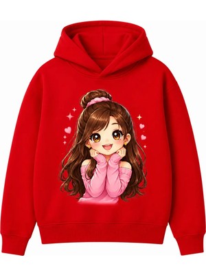 Vodexa Ünisex Çocuk Kapüşonlu Sweatshirt Baskılı 3 Iplik Şardonlu Sweatshirt