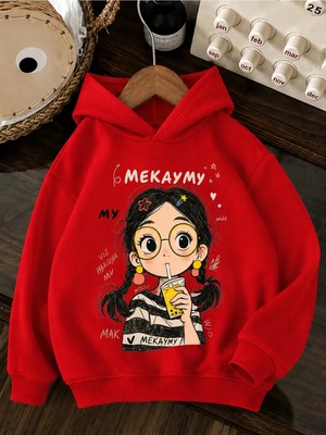 Vodexa Ünisex Çocuk Kapüşonlu Sweatshirt Baskılı 3 Iplik Şardonlu Sweatshirt