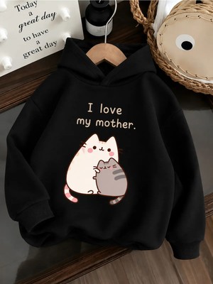 Vodexa Ünisex Çocuk Kapüşonlu Sweatshirt Baskılı 3 Iplik Şardonlu Sweatshirt