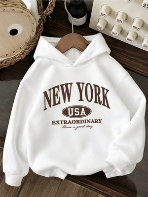 Vodexa Ünisex Çocuk Kapüşonlu Sweatshirt Baskılı 3 Iplik Şardonlu Sweatshirt