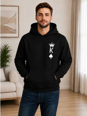 Vodexa Yetişkin Ünisex Kapüşonlu Sweatshirt Baskılı 3 Iplik Şardonlu Sweatshirt