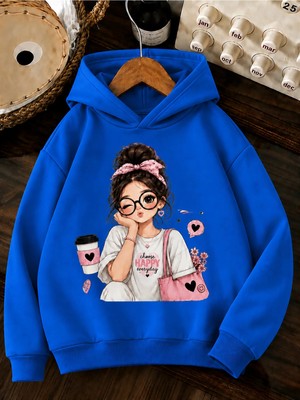 Vodexa Ünisex Çocuk Kapüşonlu Sweatshirt Baskılı 3 Iplik Şardonlu Sweatshirt