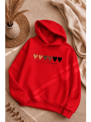 Vodexa Ünisex Çocuk Kapüşonlu Sweatshirt Baskılı 3 Iplik Şardonlu Sweatshirt