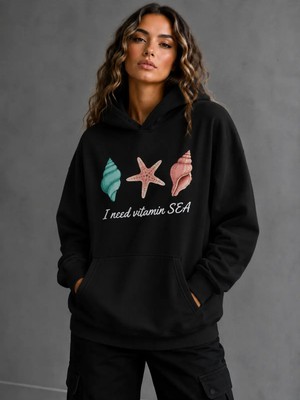 Vodexa Yetişkin Erkek Kapüşonlu Sweatshirt Baskılı 3 Iplik Şardonlu Sweatshirt