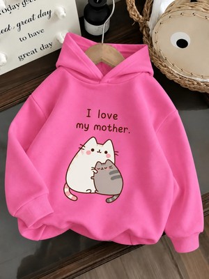 Vodexa Ünisex Çocuk Kapüşonlu Sweatshirt Baskılı 3 Iplik Şardonlu Sweatshirt
