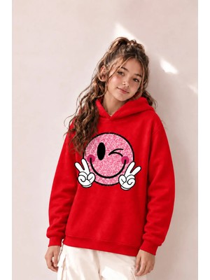 Vodexa Ünisex Çocuk Kapüşonlu Sweatshirt Baskılı 3 Iplik Şardonlu Sweatshirt