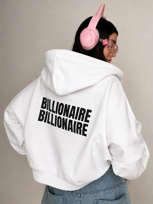 Vodexa Yetişkin Kadın Kapüşonlu Sweatshirt Baskılı 3 Iplik Şardonlu Sweatshirt