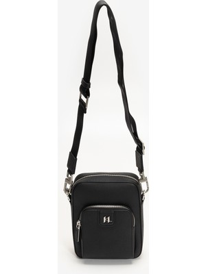 Karl Lagerfeld K/monogram Leather Men's Messenger Bag Black