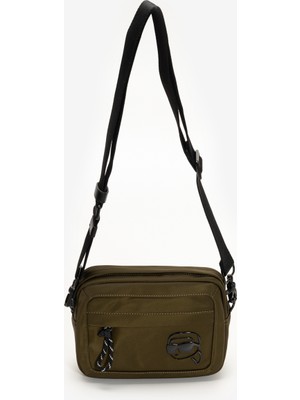 Karl Lagerfeld K/ıkon Nylon Tonal Print Men's Messenger Bag Olive Green