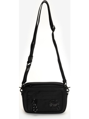 Karl Lagerfeld K/ıkon Nylon Tonal Print Men's Messenger Bag Black