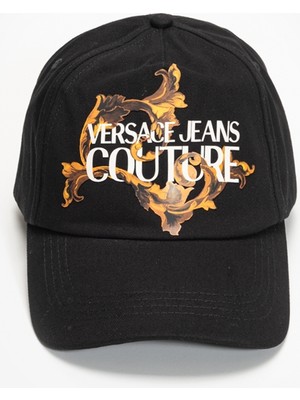 Versace Jeans Couture Cotton Placed Print Men's Baseball Cap Black