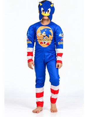 Urban Trend Store Çocuk Sonic Kaslı Kostümü – Maske Hediyeli Kostüm Seti