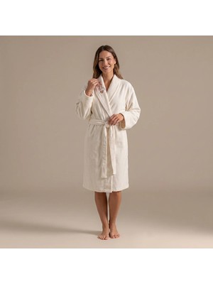 Chakra Tortue Bamboo Women's Bathrobe Ecru