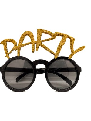 Givoria Altın Simli Party Yazılı Parti Gözlüğü Show 15X7 cm
