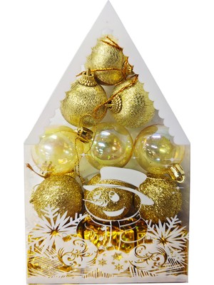 Snow Angels Snow Angel Yılbaş Süsü 9 Top 3 Hediye Paketi Altın Renk