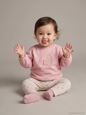 Lc Waikiki Yeni Sezon Pembe Baskılı Kız Bebek Sweatshirt ve Tayt