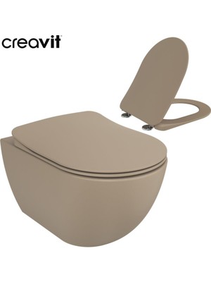 Creavit Free Rim-Off Asma Klozet Cappucino + Creavit Cappucino Yavaş Kapanan Kapak