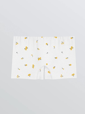 Lc Waikiki Yeni Sezon Ekru Beli Lastikli Çiçekli Kız Çocuk Boxer