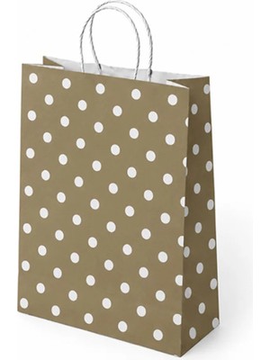 Party Country 25X12X31 Büküm Saplı Poşet -Puantiye Altın- 24 Adet