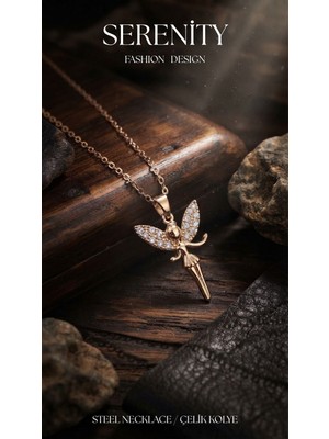 Serenity Tinkerbell Figür Çelik Kolye